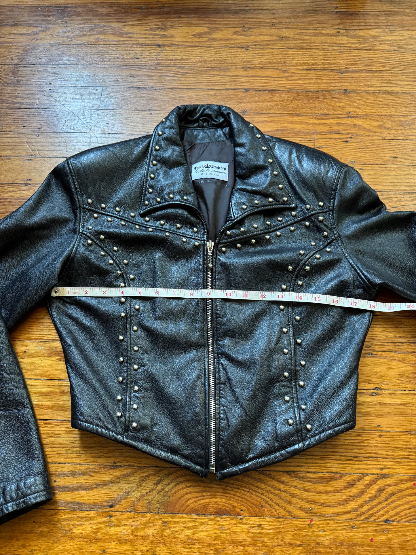 Women's Studded Vintage Leather Jacket, S
