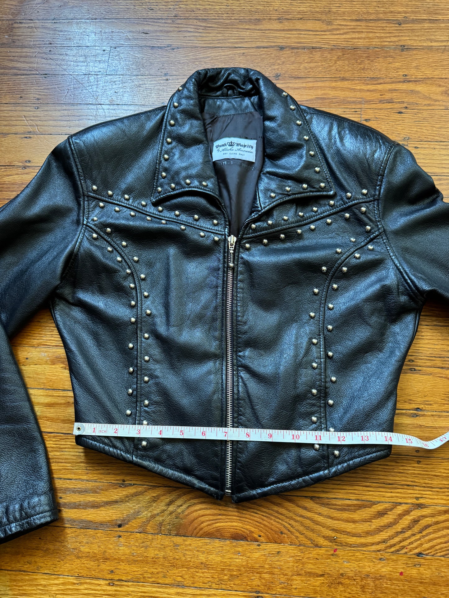 Women's Studded Vintage Leather Jacket, S