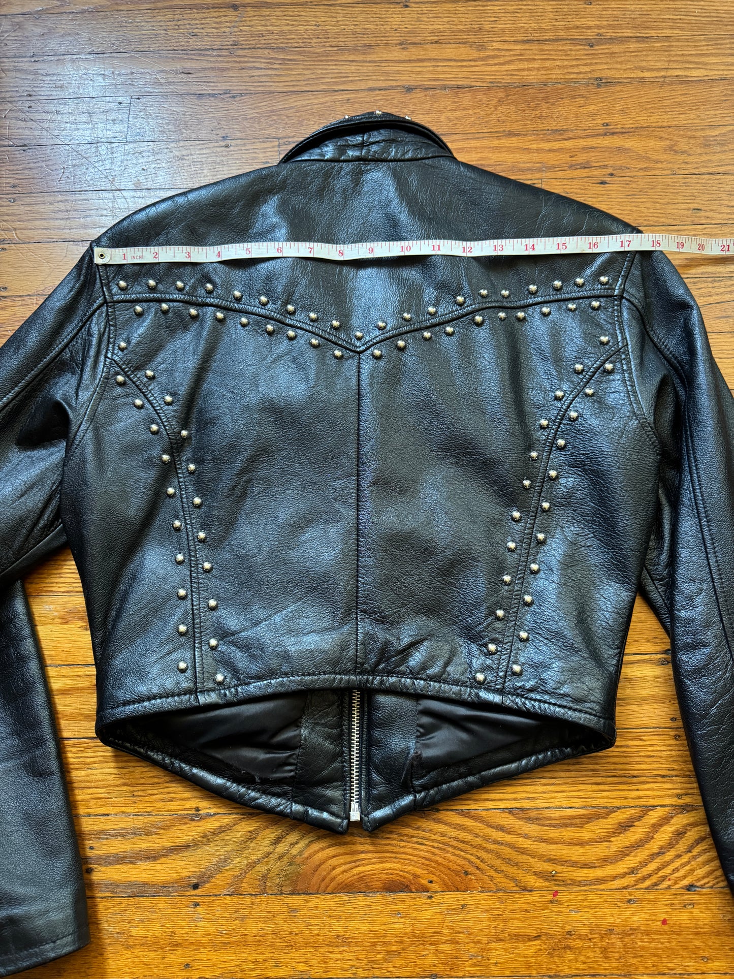 Women's Studded Vintage Leather Jacket, S