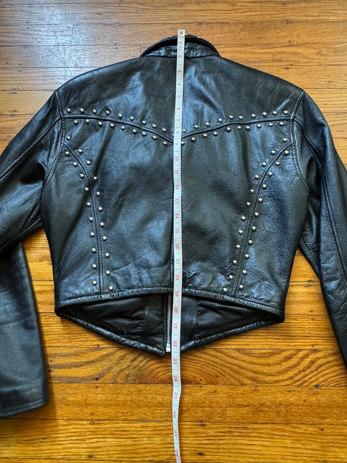 Women's Studded Vintage Leather Jacket, S