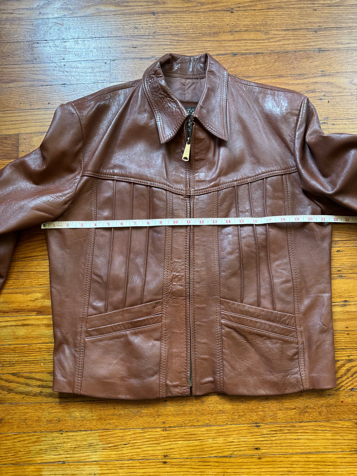Men's Brown Vintage Leather Jacket, Large, 42