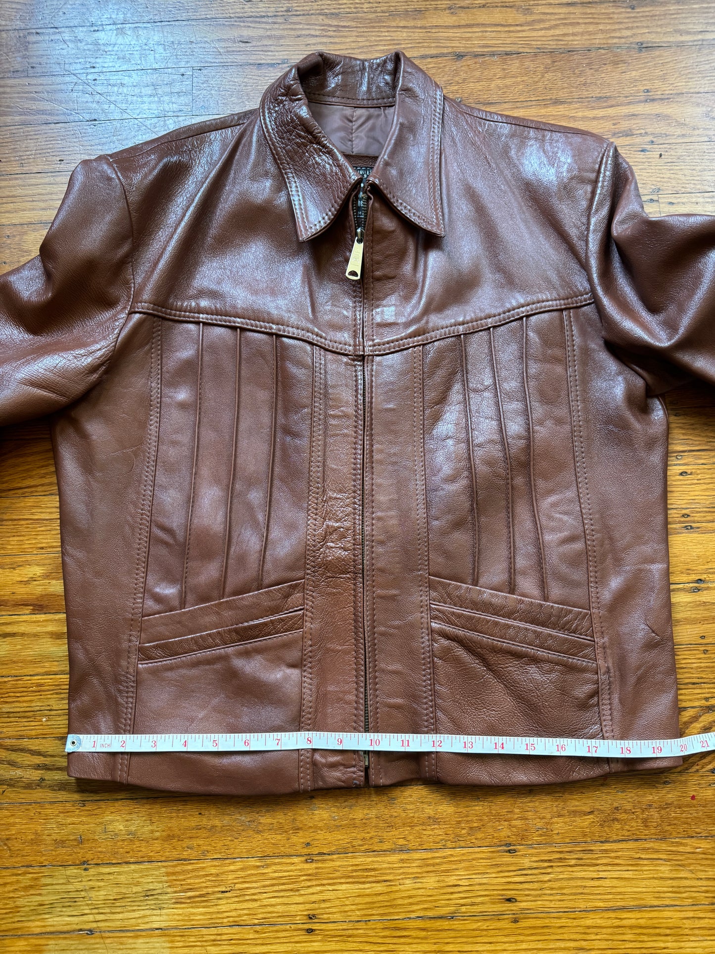 Men's Brown Vintage Leather Jacket, Large, 42
