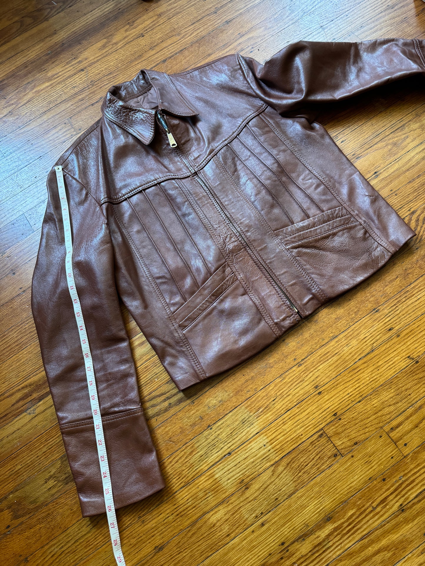 Men's Brown Vintage Leather Jacket, Large, 42
