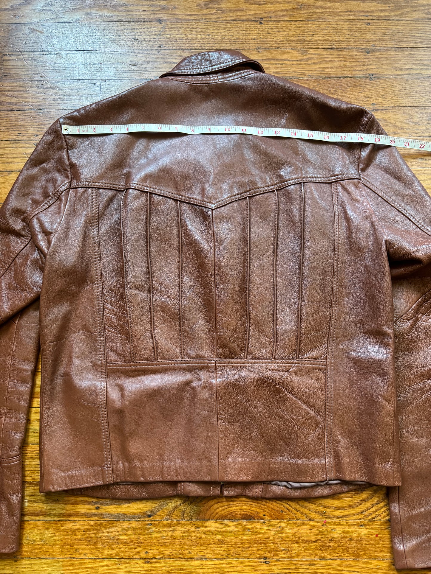 Men's Brown Vintage Leather Jacket, Large, 42