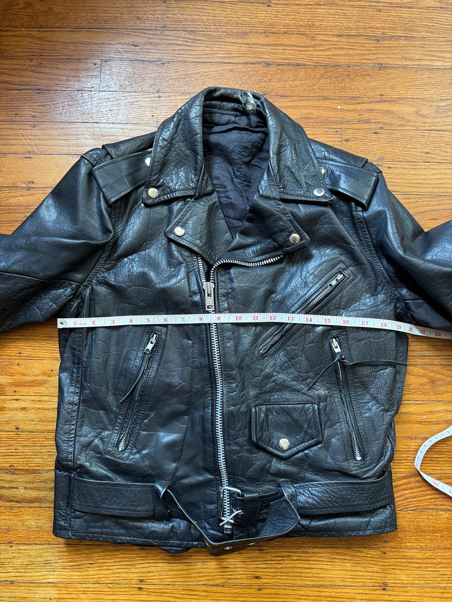 mens vintage leather motorcycle jacket 1980s
