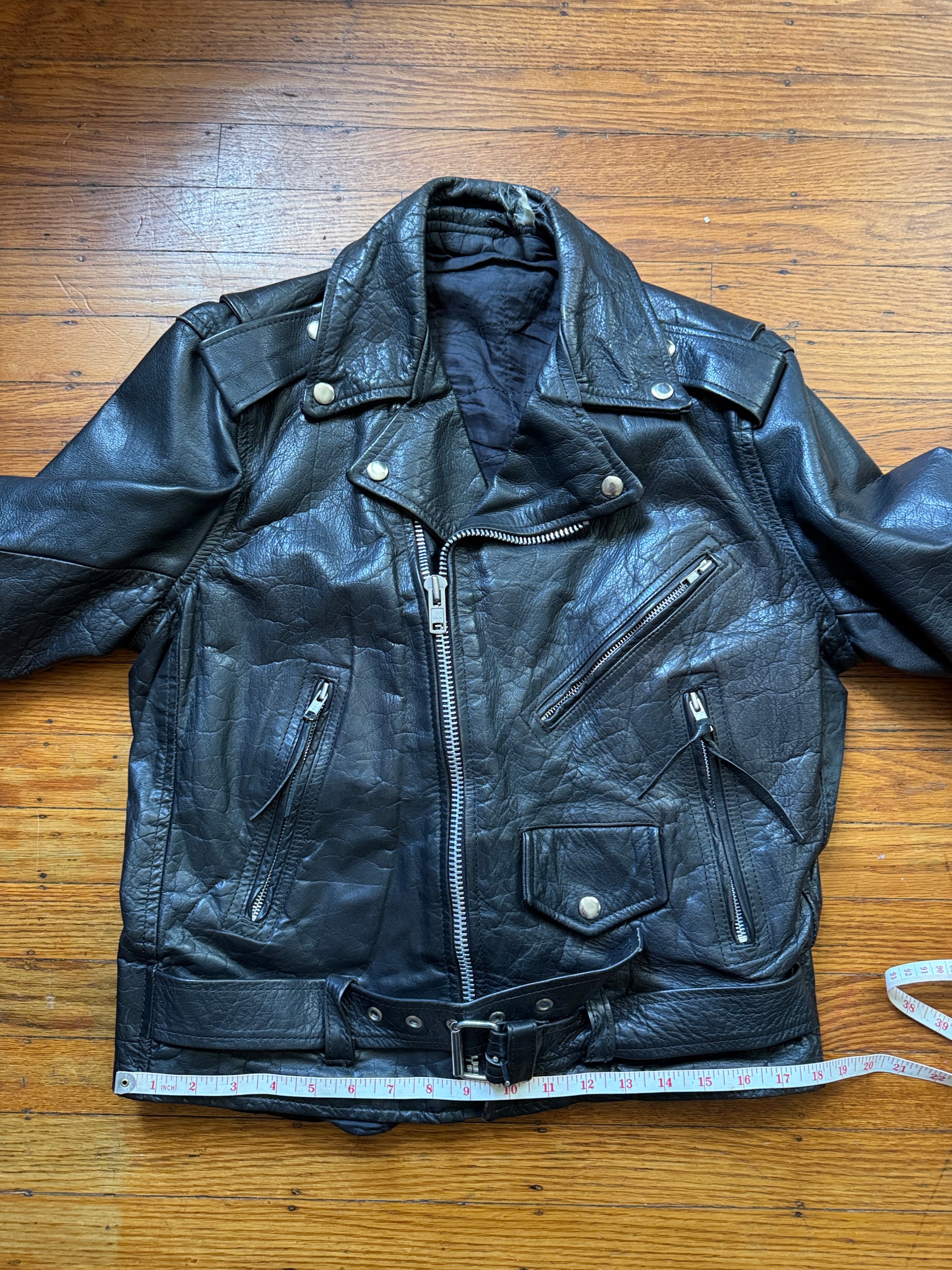 mens vintage leather motorcycle jacket 1980s