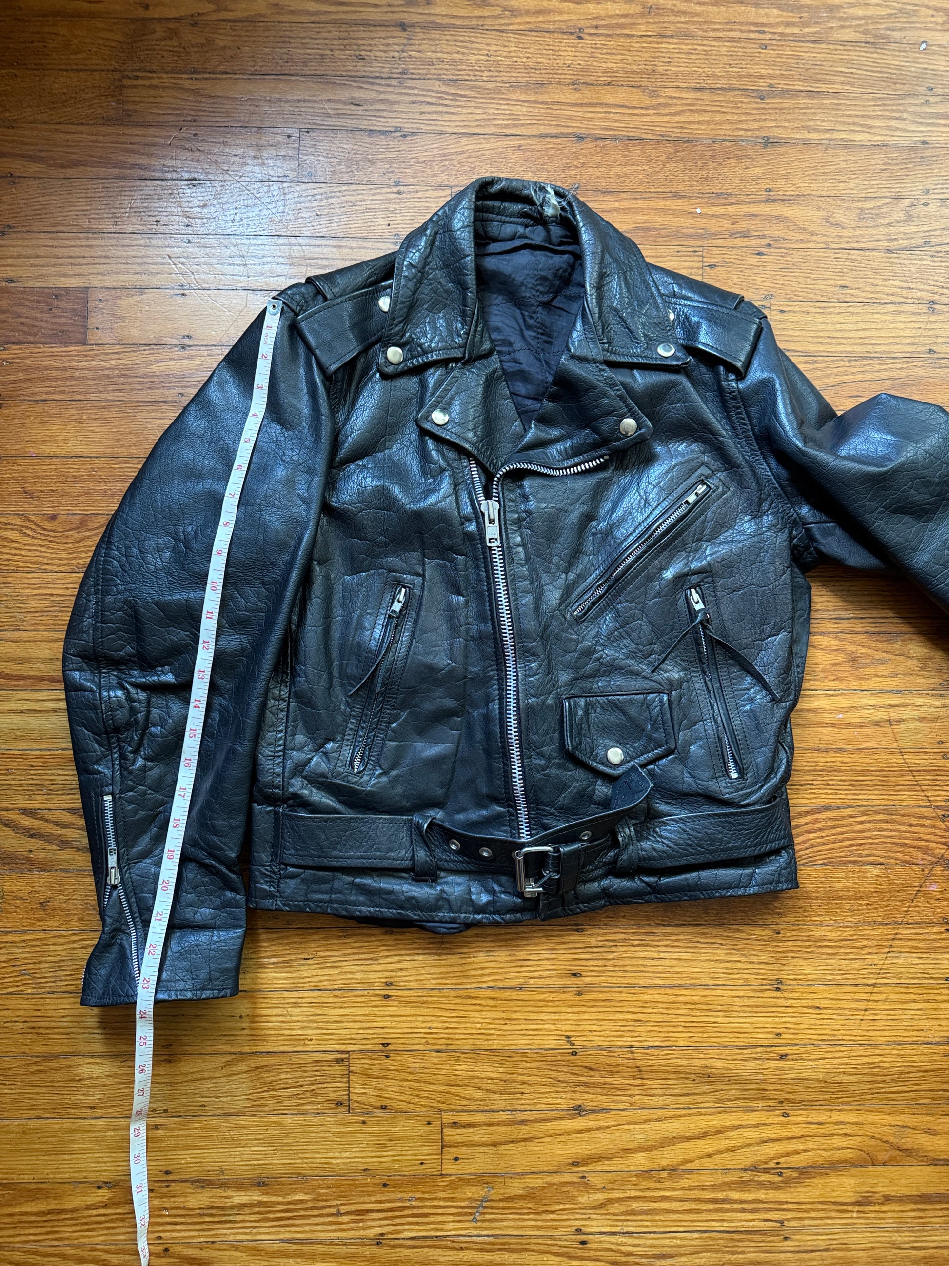 mens vintage leather motorcycle jacket 1980s