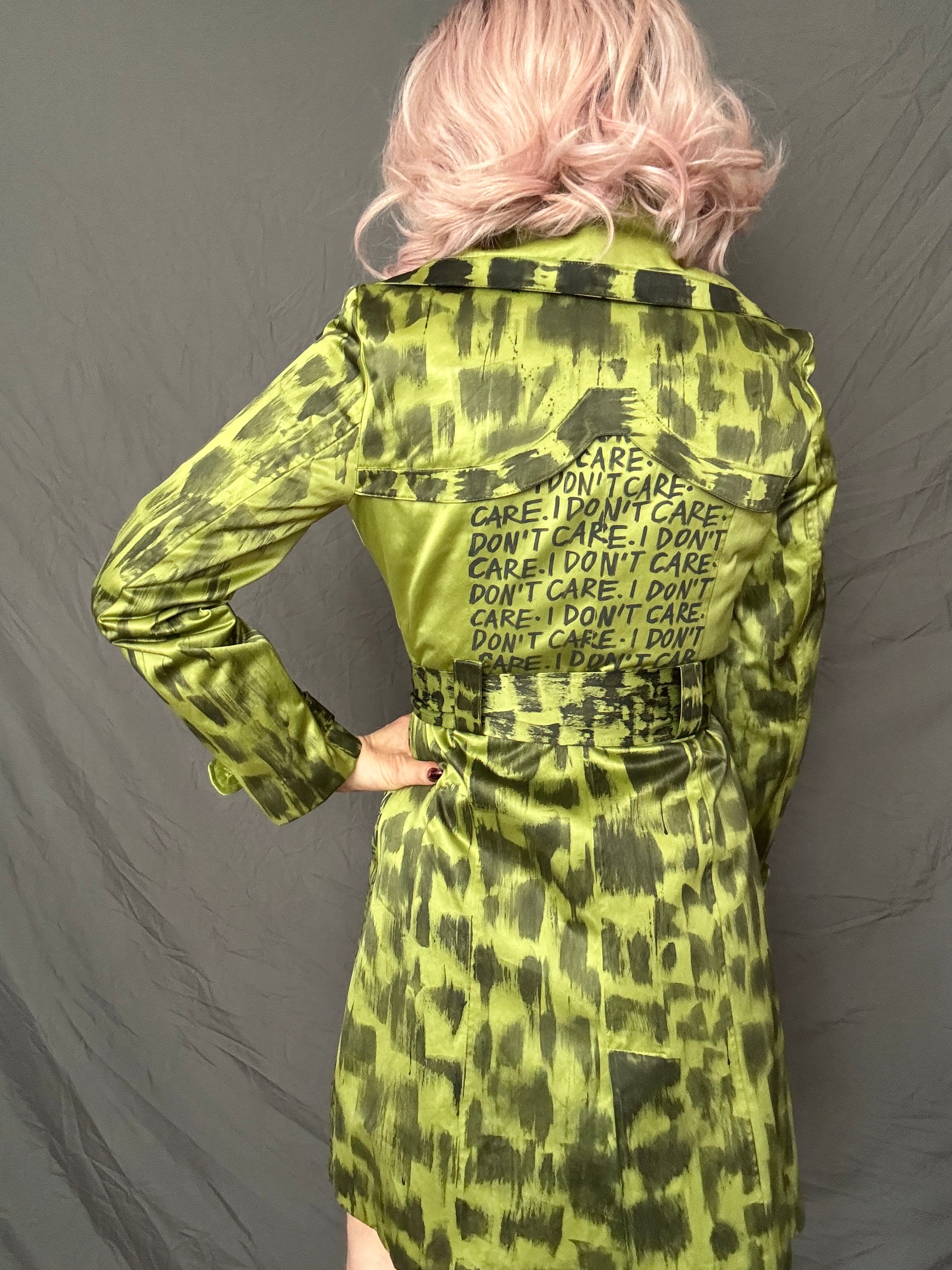 womens chartreuse custom trench coat