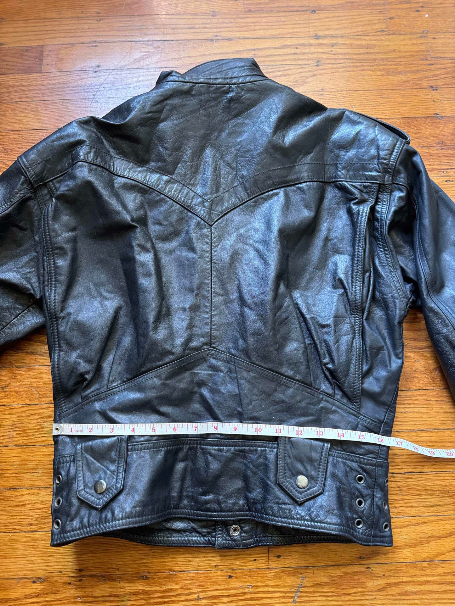 Women's Vintage 1980s Leather Moto Jacket, Medium