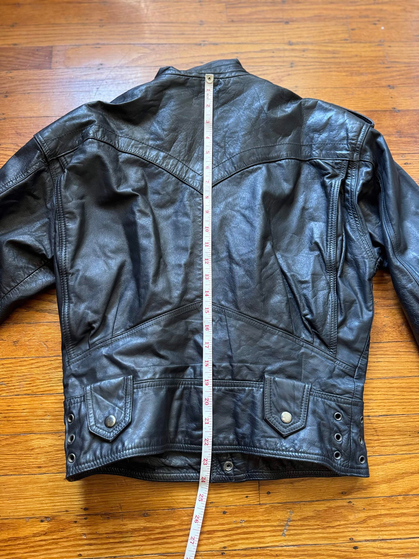 Women's Vintage 1980s Leather Moto Jacket, Medium