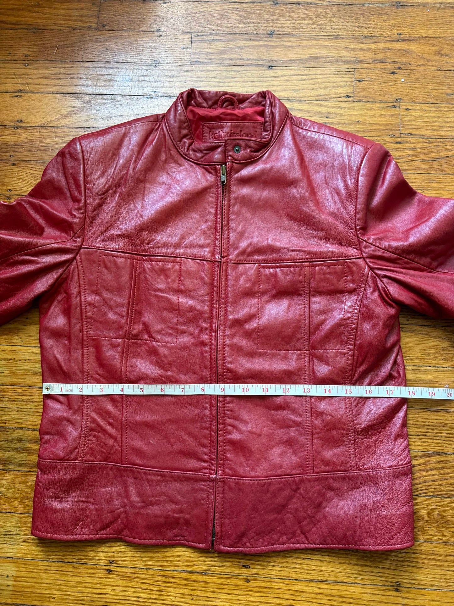 Red Leather Vintage Y2K Cafe Racer Women's Jacket, Size S/P