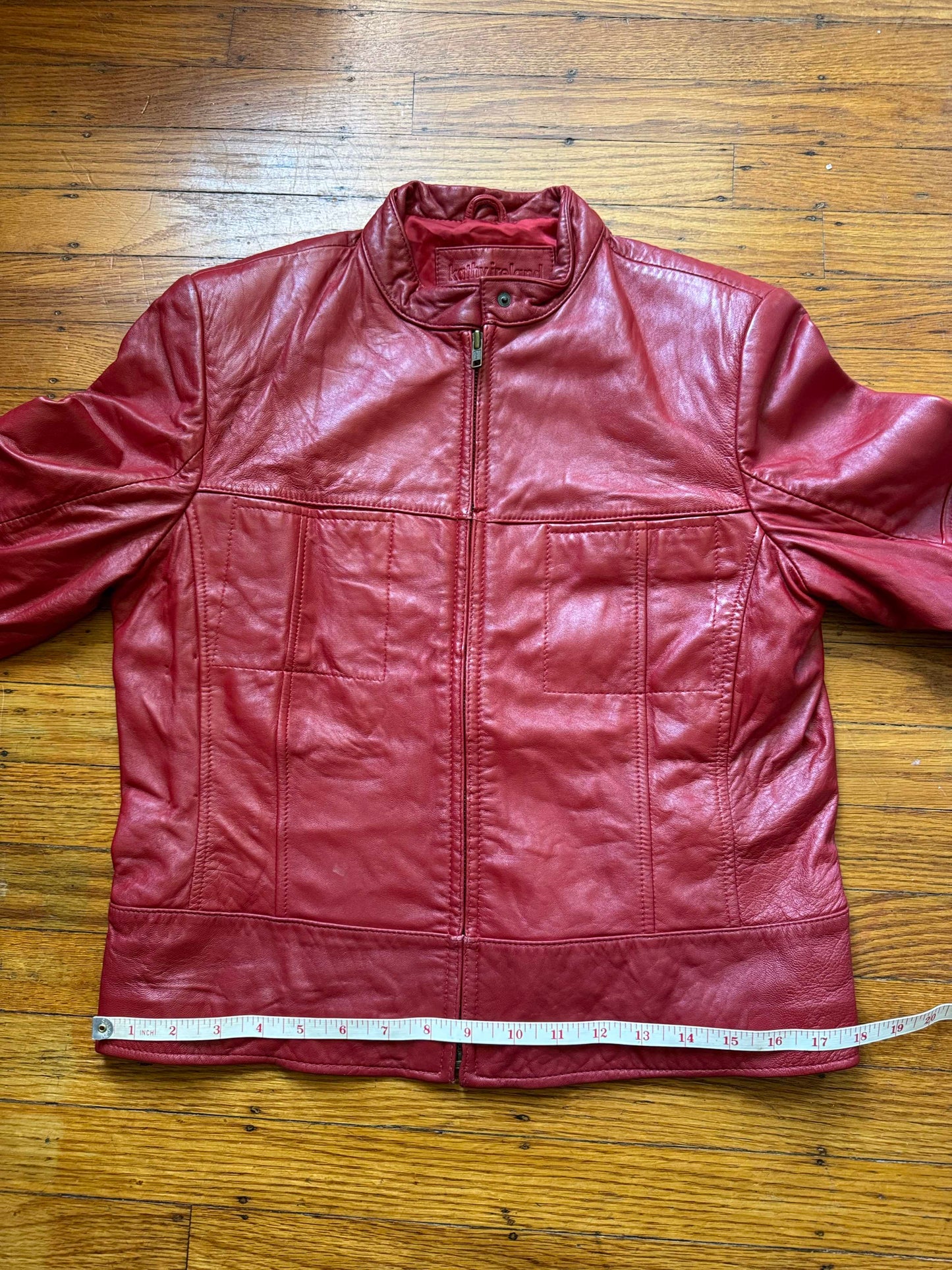 Red Leather Vintage Y2K Cafe Racer Women's Jacket, Size S/P