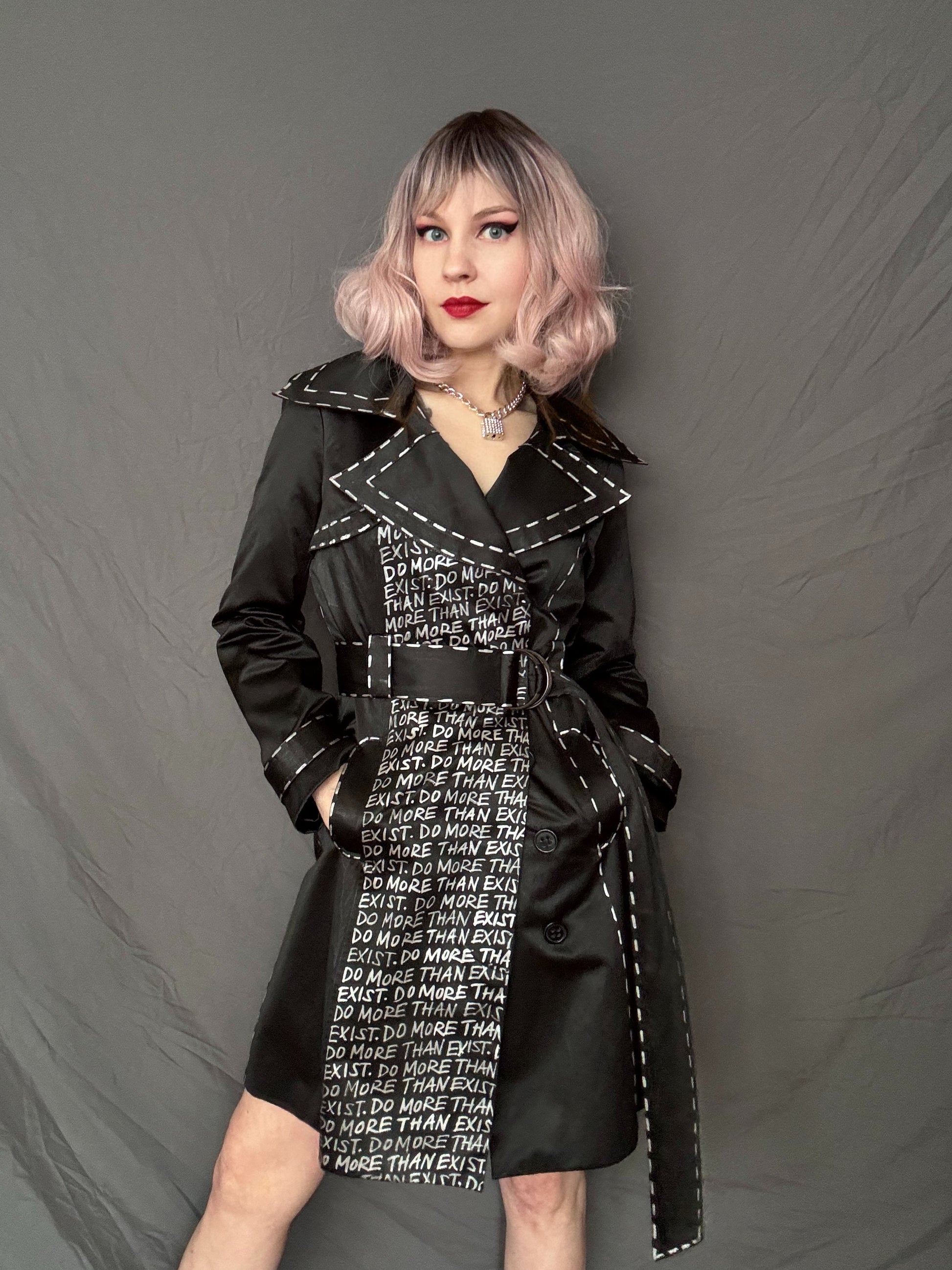 womens black custom trench coat