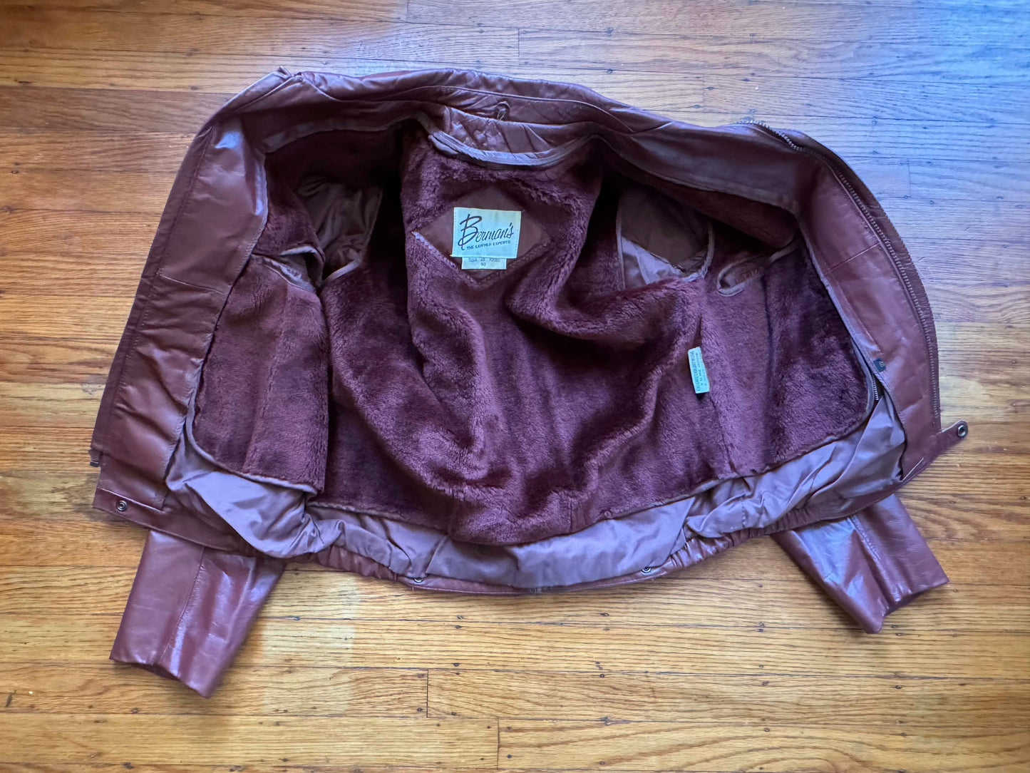 Men's 1970's Brown Vintage Leather Jacket, Large, M 40