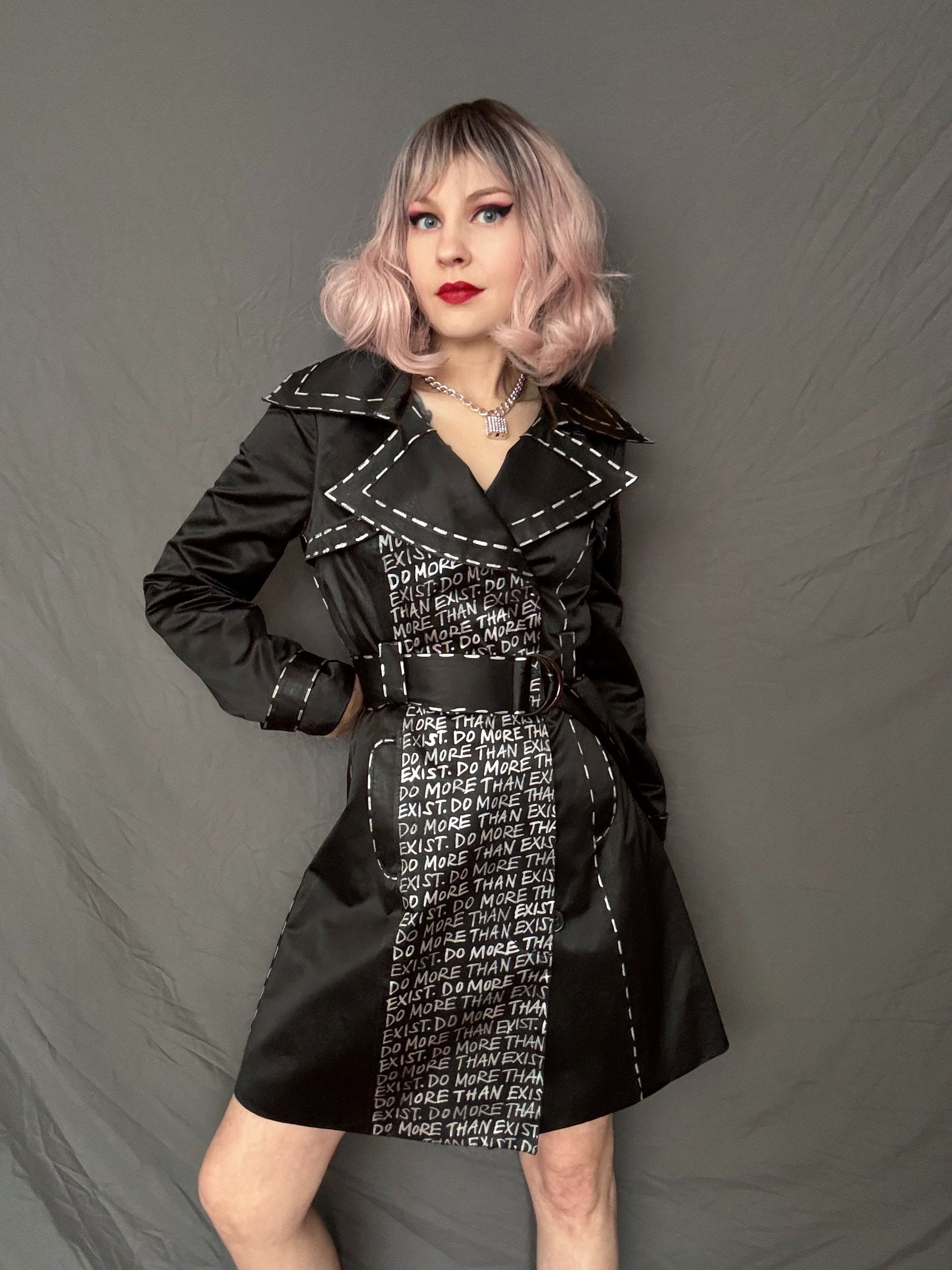 womens black custom trench coat