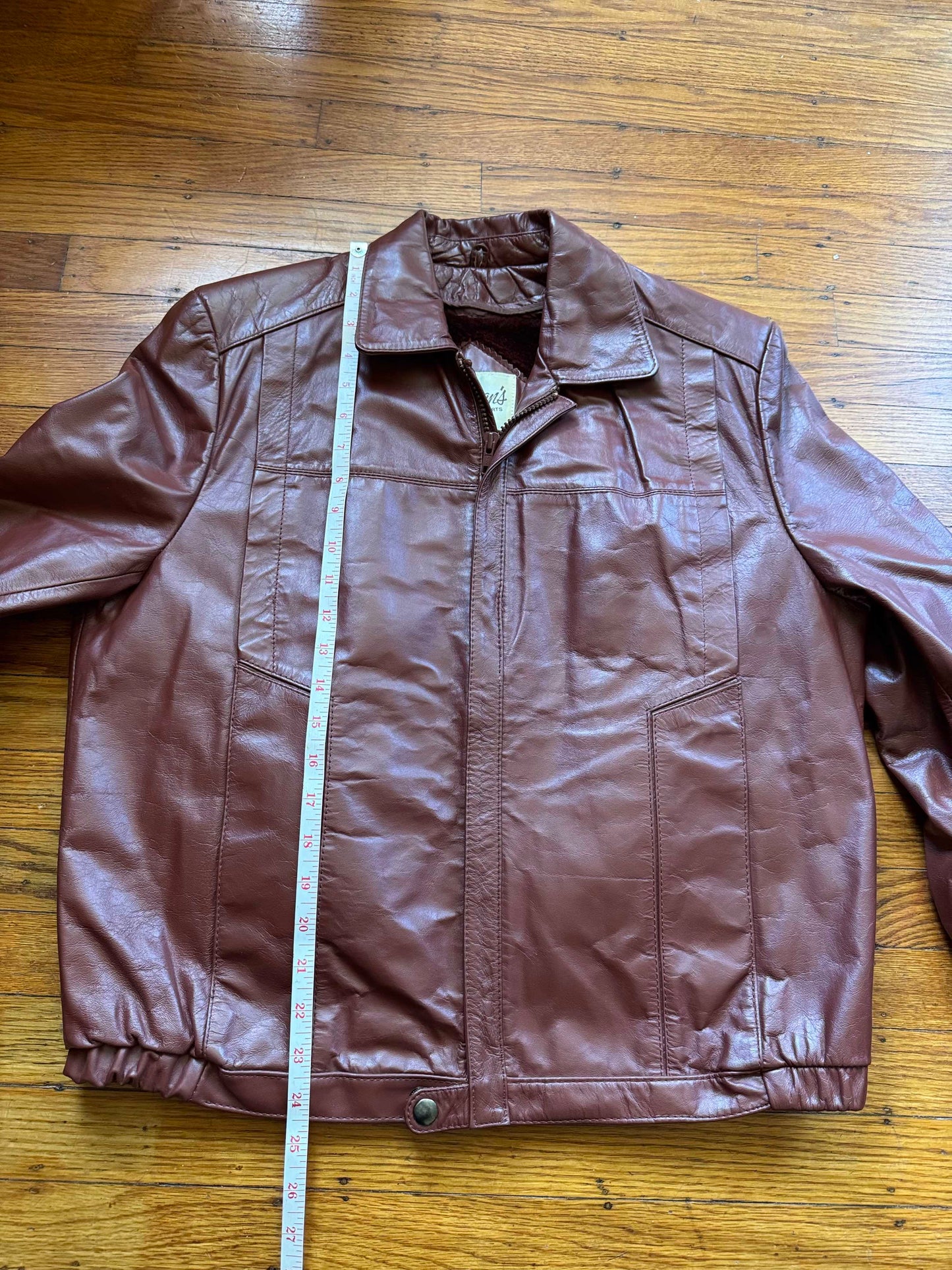 Men's 1970's Brown Vintage Leather Jacket, Large, M 40