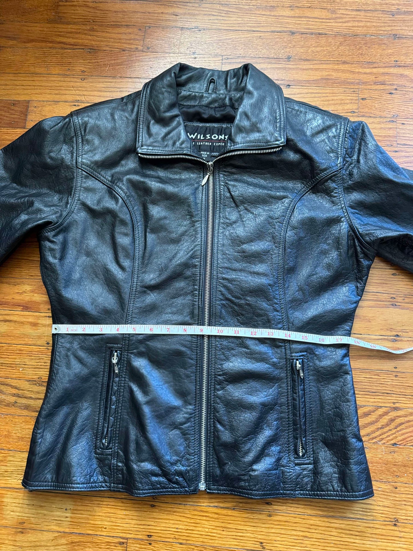 Black Leather Women's Y2K Vintage Jacket, Size M
