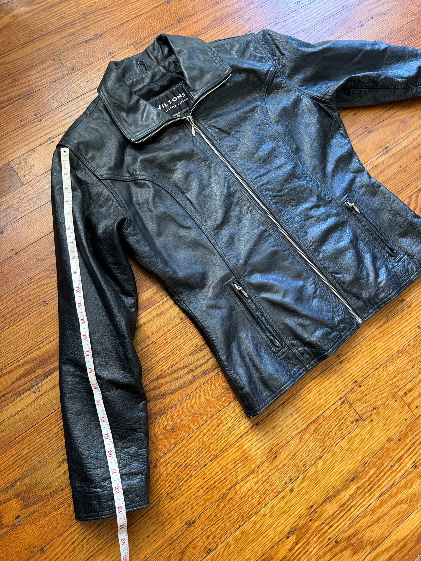 Black Leather Women's Y2K Vintage Jacket, Size M