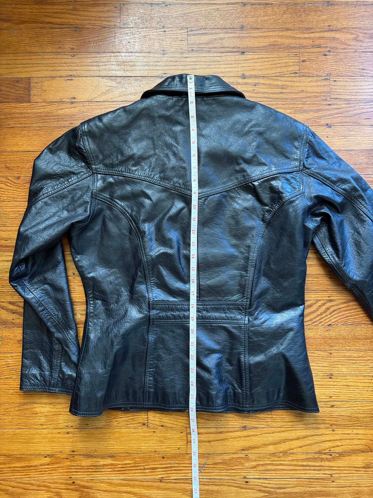 Black Leather Women's Y2K Vintage Jacket, Size M