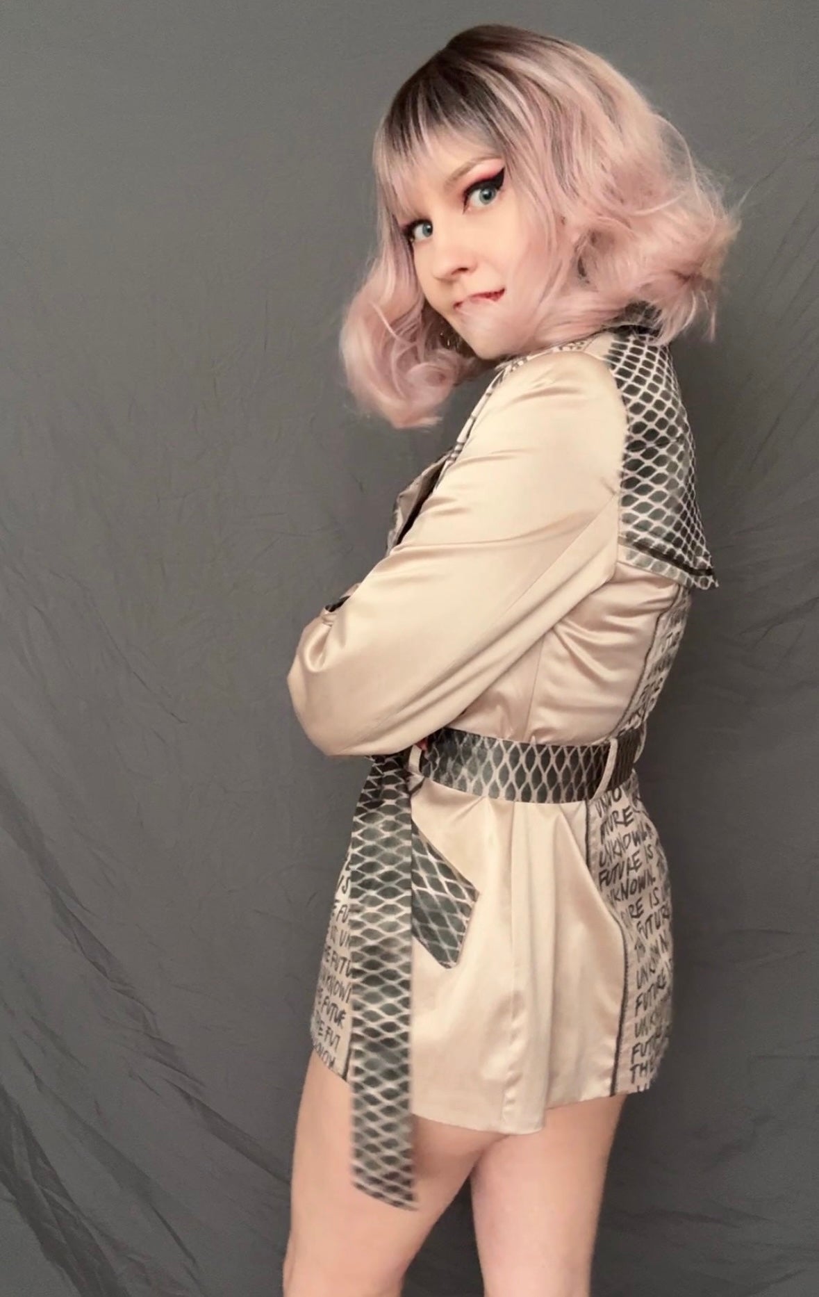 womens punk upcycled fashion trench coat