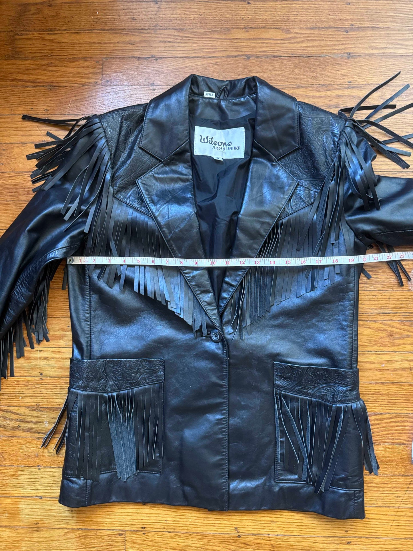 Women's Vintage Leather Western Fringe Jacket, Medium
