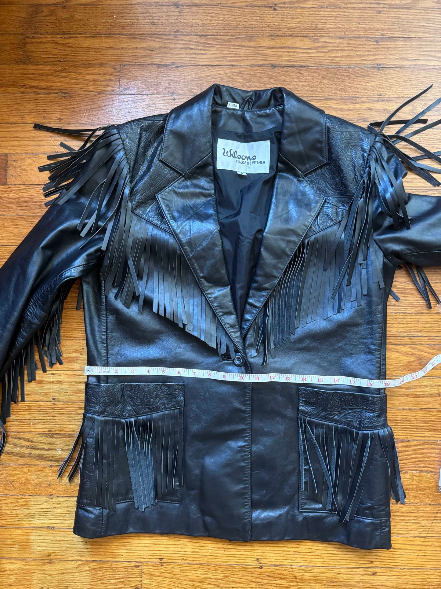 Women's Vintage Leather Western Fringe Jacket, Medium