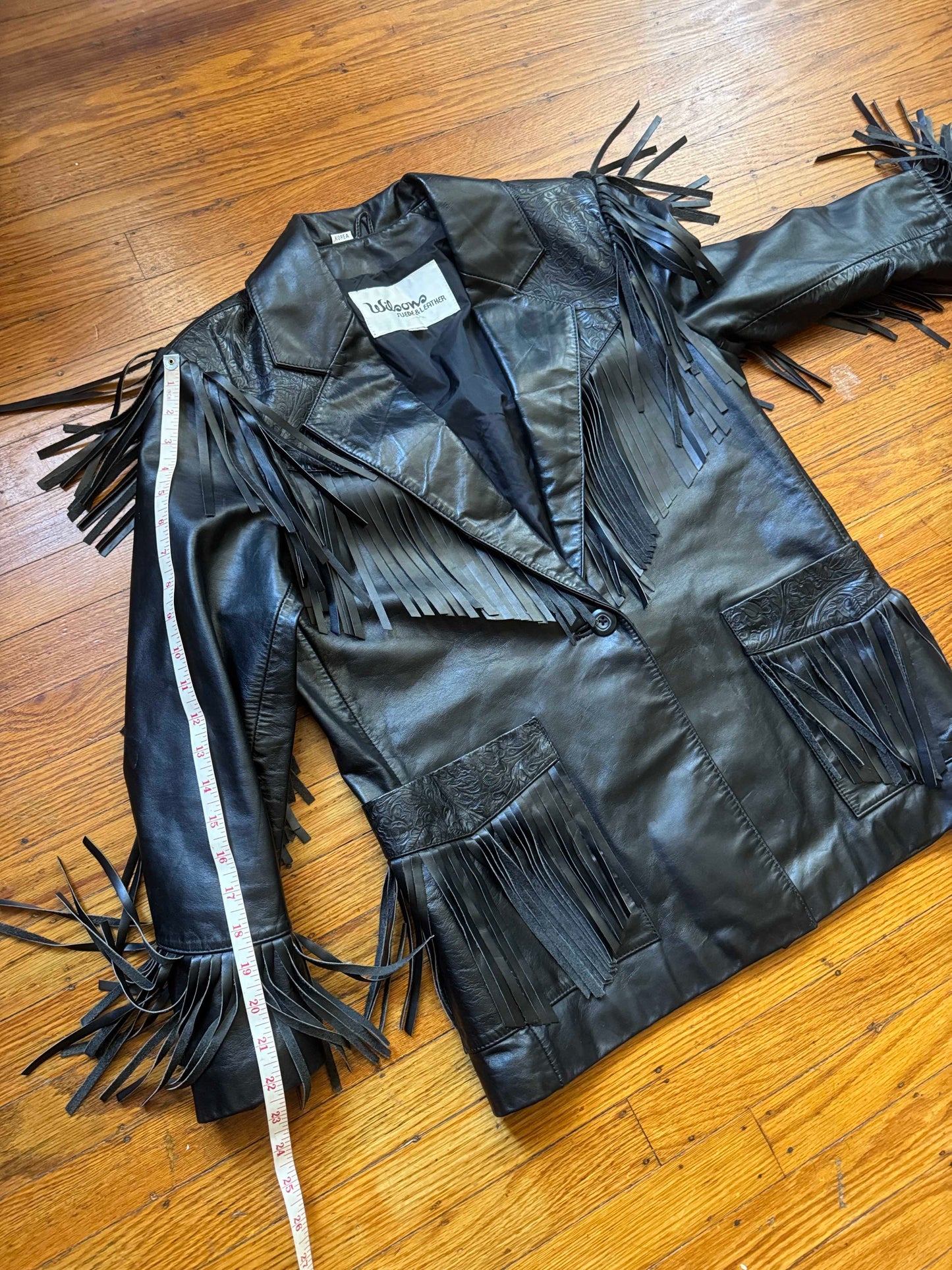 Women's Vintage Leather Western Fringe Jacket, Medium