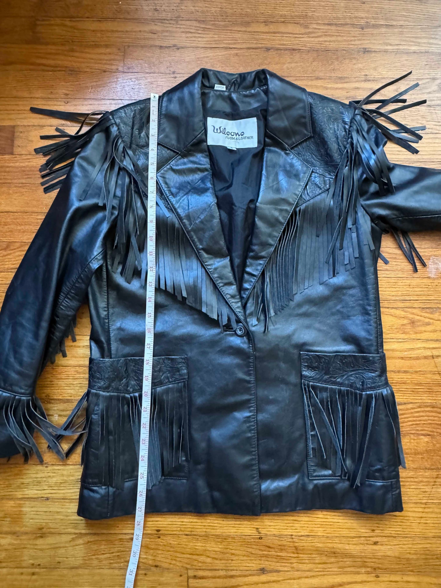 Women's Vintage Leather Western Fringe Jacket, Medium