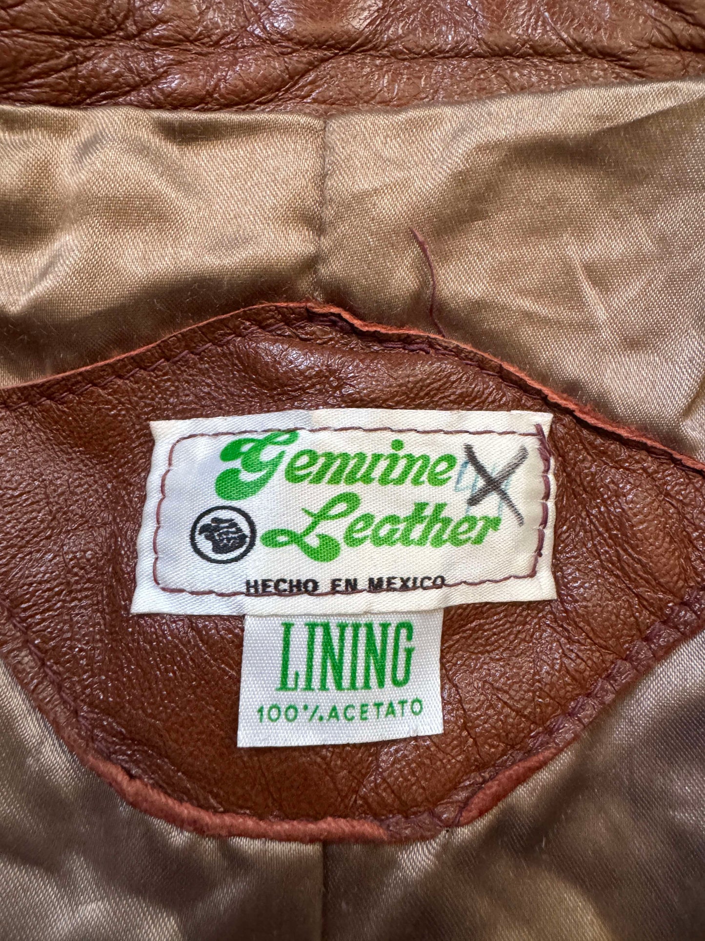 Men's 1970's Brown Vintage Leather Jacket, XL 44