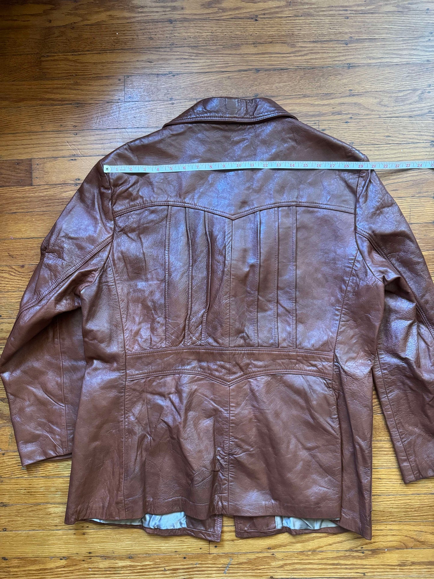 Men's 1970's Brown Vintage Leather Jacket, XL 44