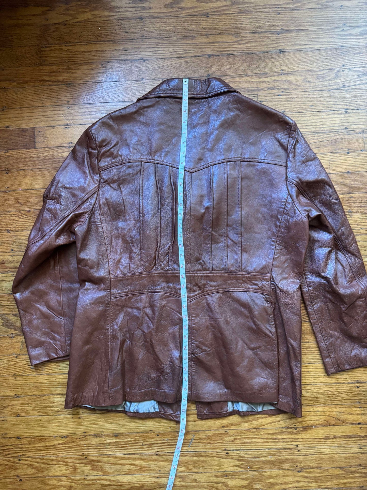Men's 1970's Brown Vintage Leather Jacket, XL 44
