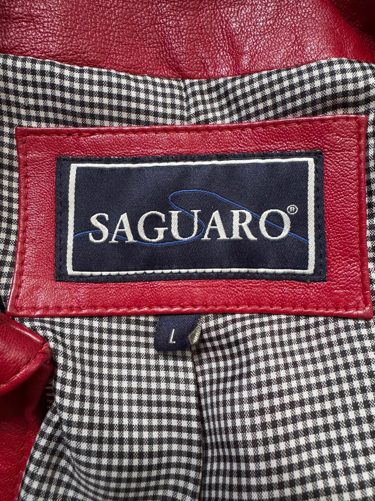 Red Leather Vintage Y2K Women's Jacket, Size L