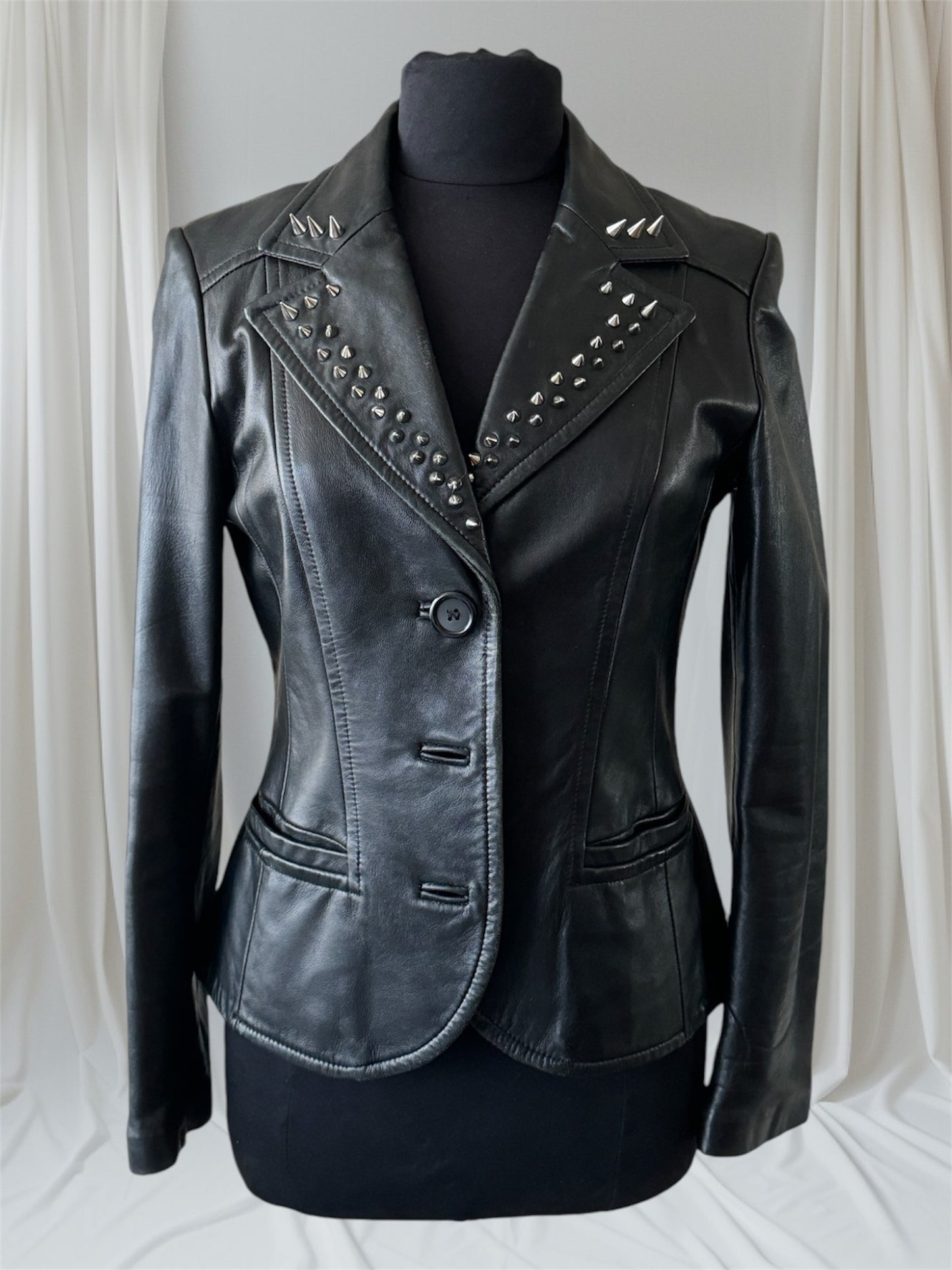 Spiked Leather Womens Blazer, Small