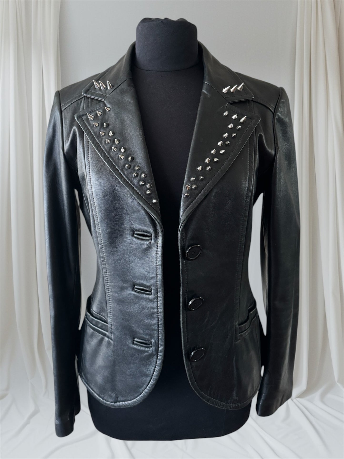 Spiked Leather Womens Blazer, Small