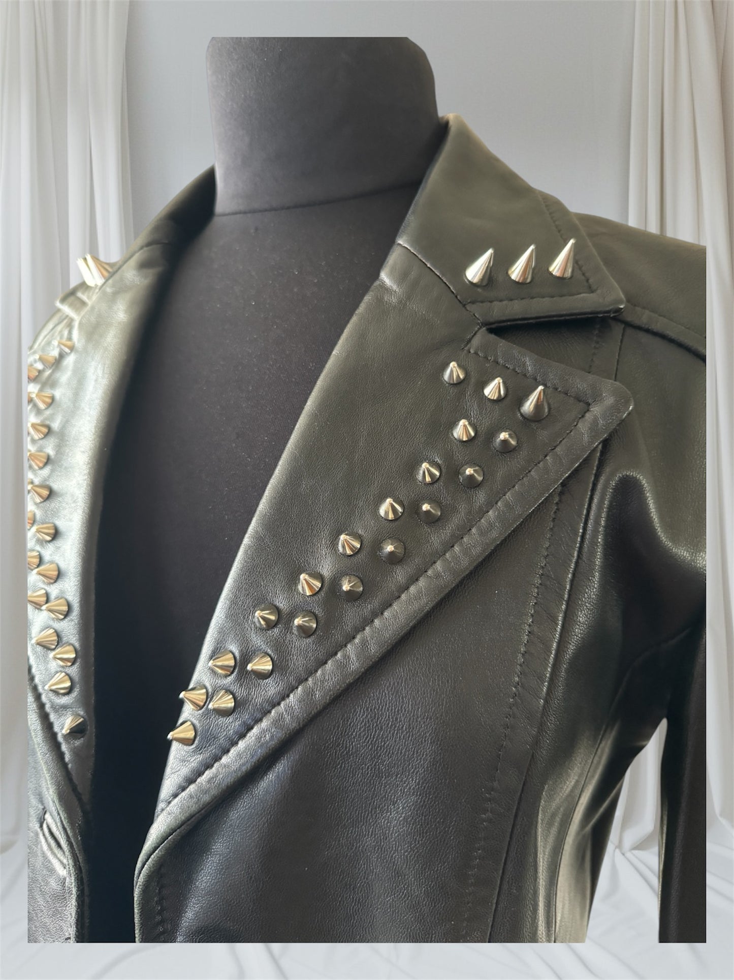 Spiked Leather Womens Blazer, Small