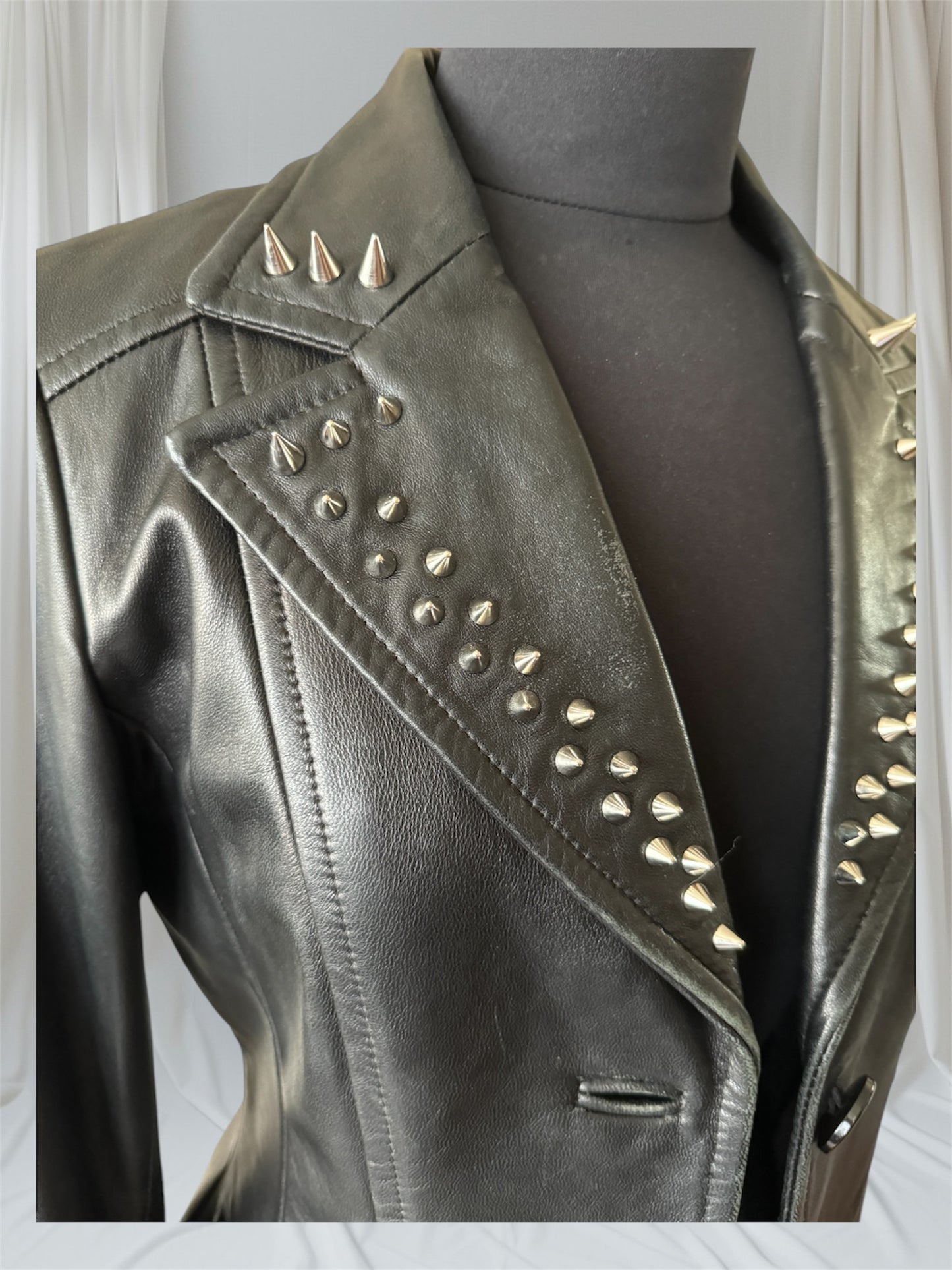 Spiked Leather Womens Blazer, Small