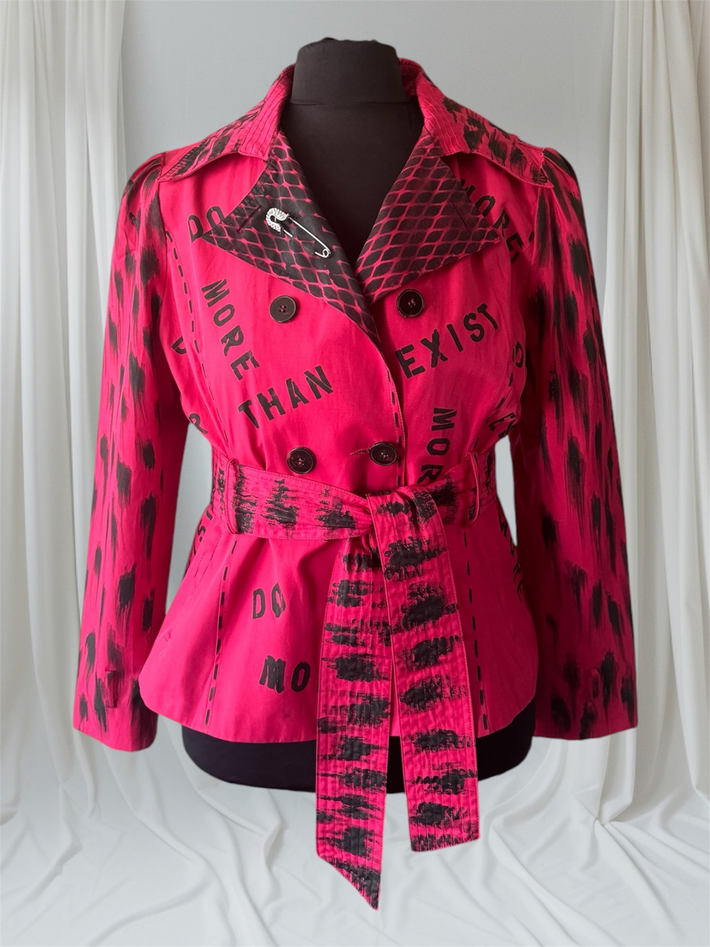 womens hot pink custom trench coat