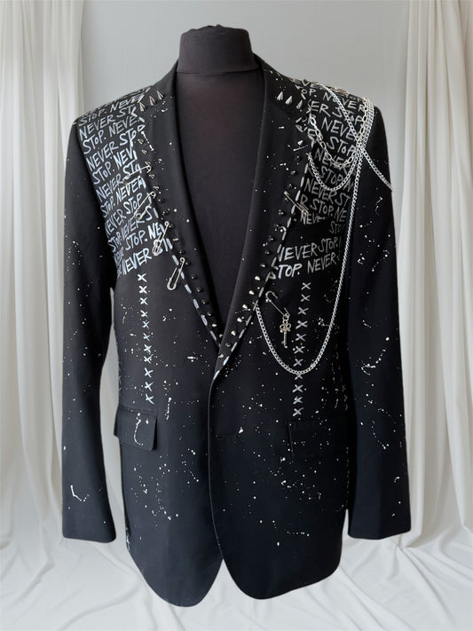 NEVER STOP 44L Mens Suit Jacket - Punk Majesty Streetwear