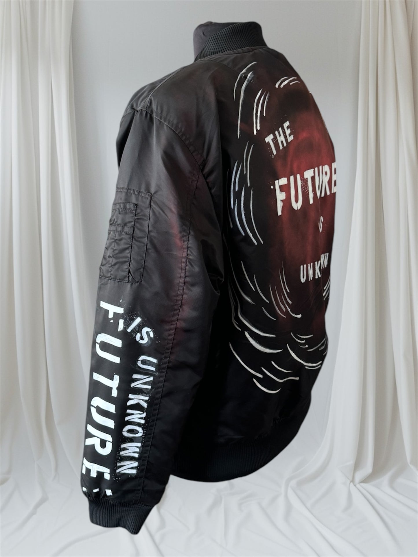 THE FUTURE IS UNKNOWN Mens Bomber Jacket, Large (Custom Order in any size)