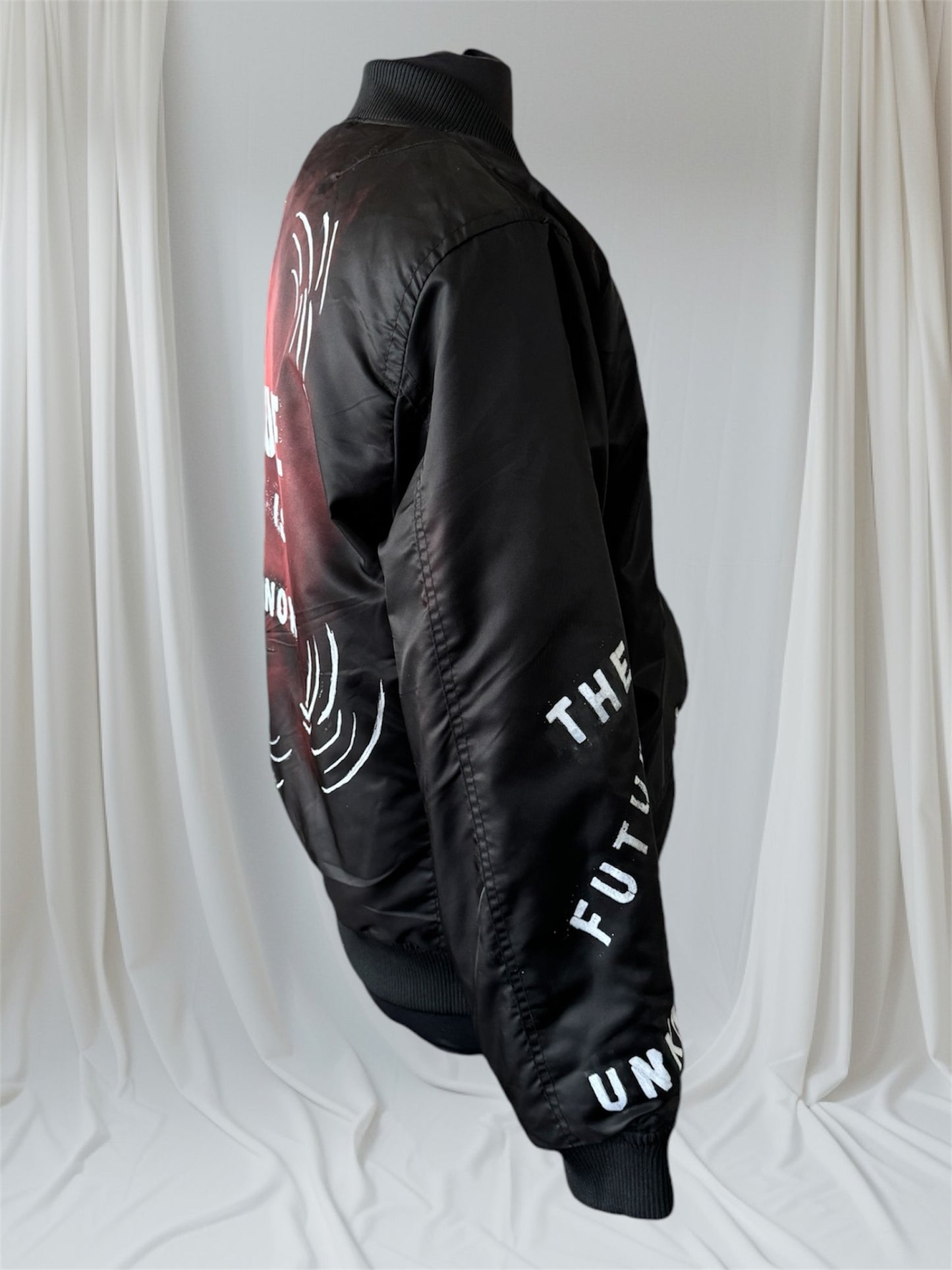 THE FUTURE IS UNKNOWN Mens Bomber Jacket, Large (Custom Order in any size)