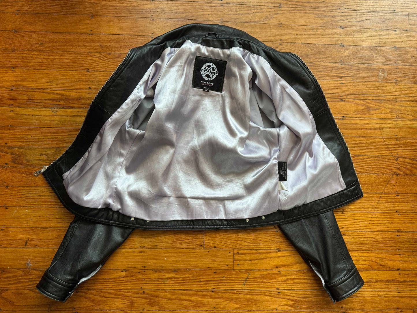 Women's Vintage Leather Trucker Jacket, Medium