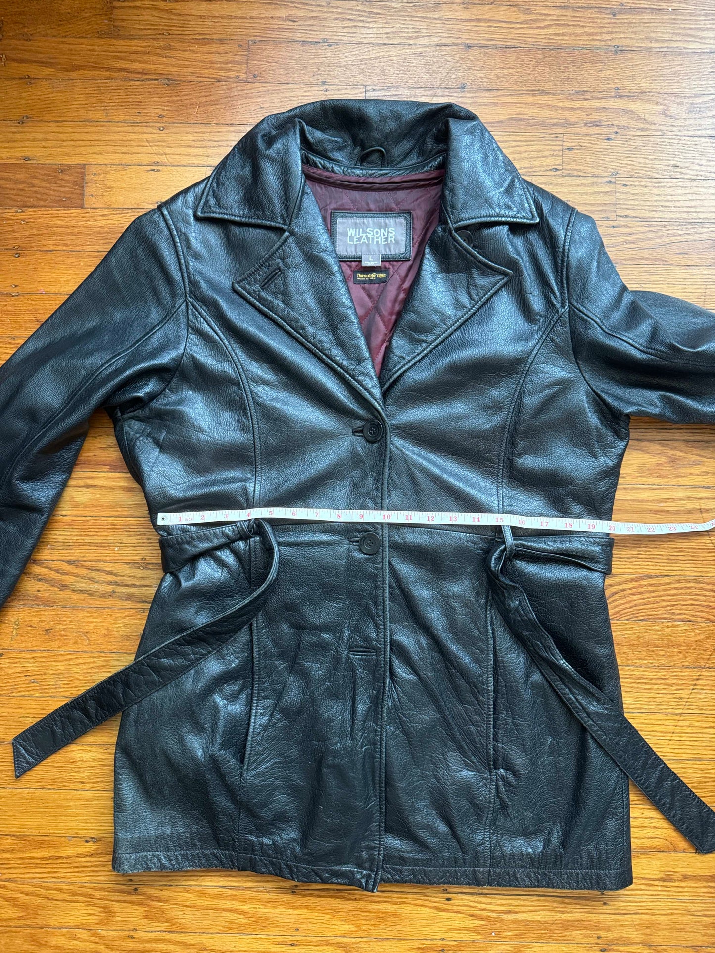 Women's Leather Trench Coat, L