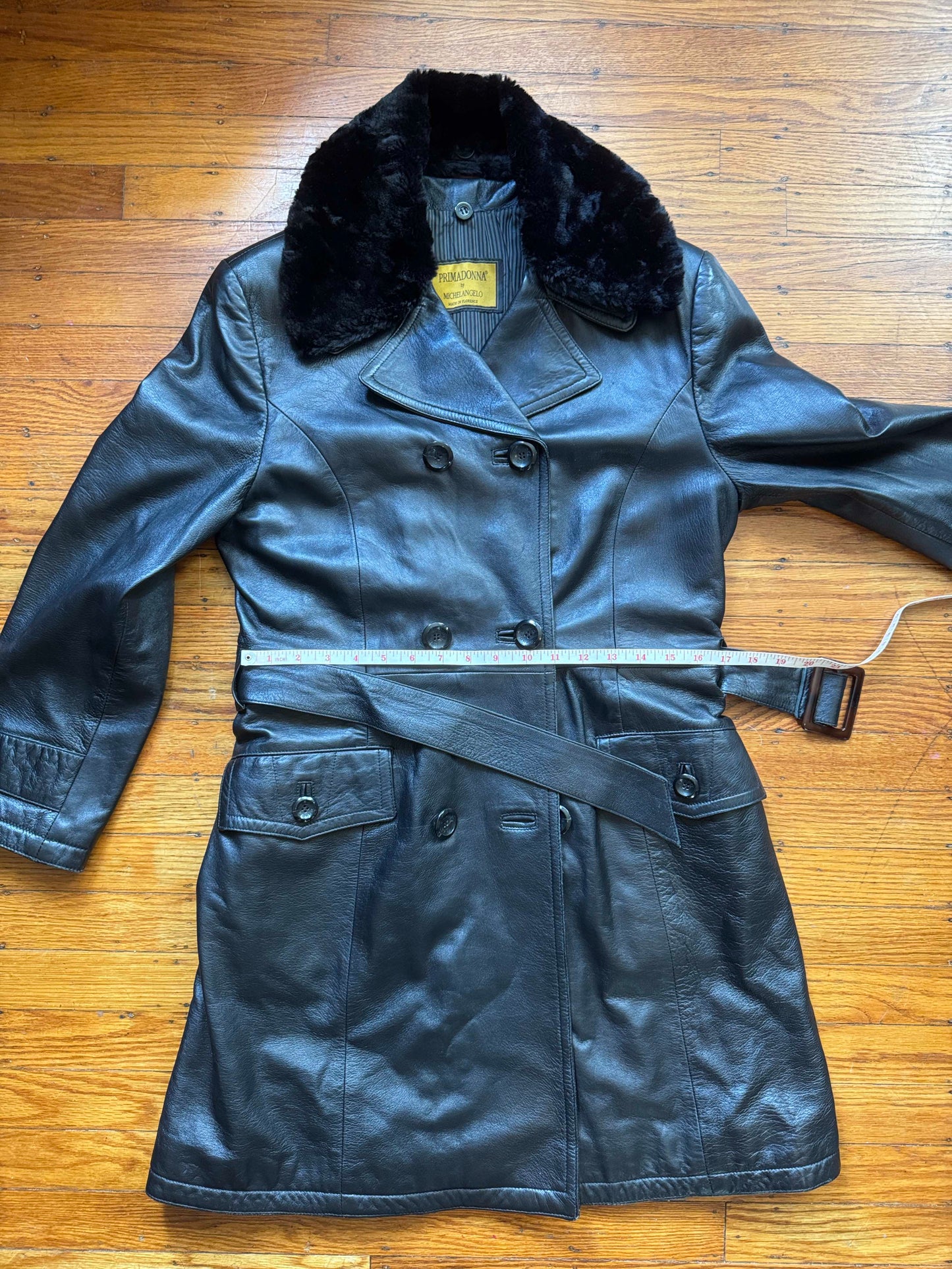 Women's Leather Trench Coat, M-L