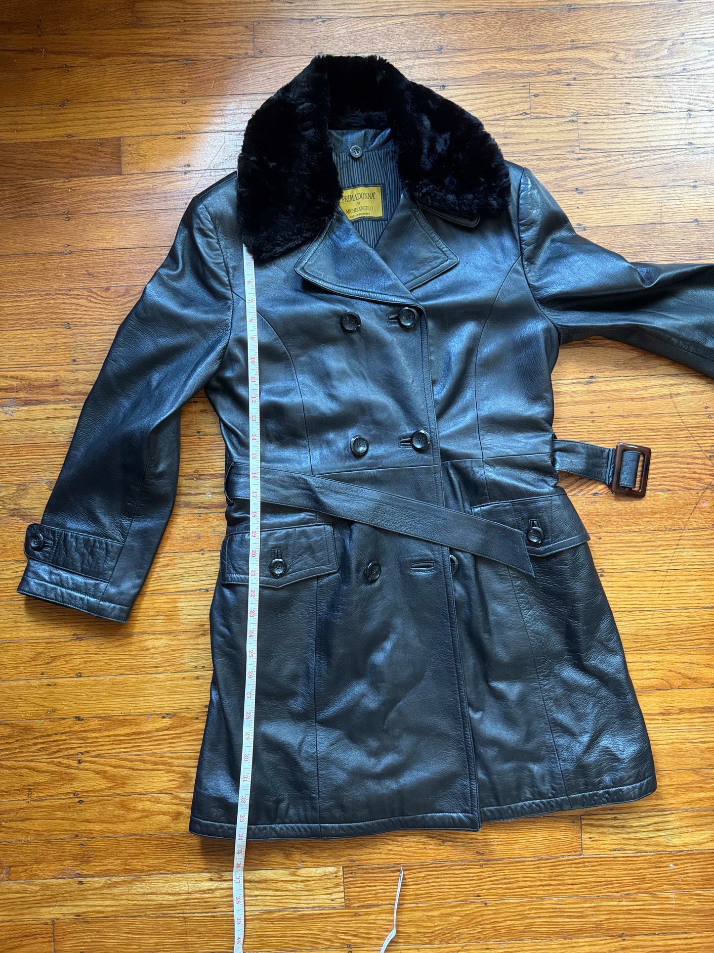 Women's Leather Trench Coat, M-L