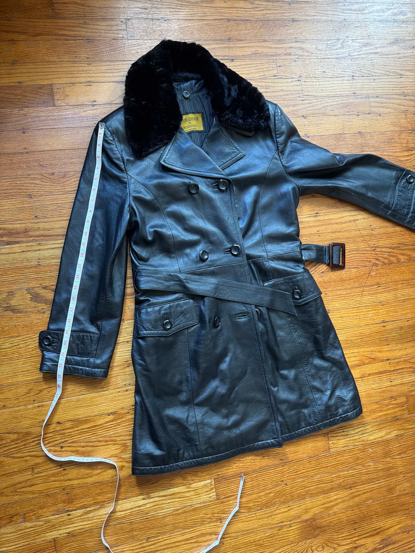 Women's Leather Trench Coat, M-L