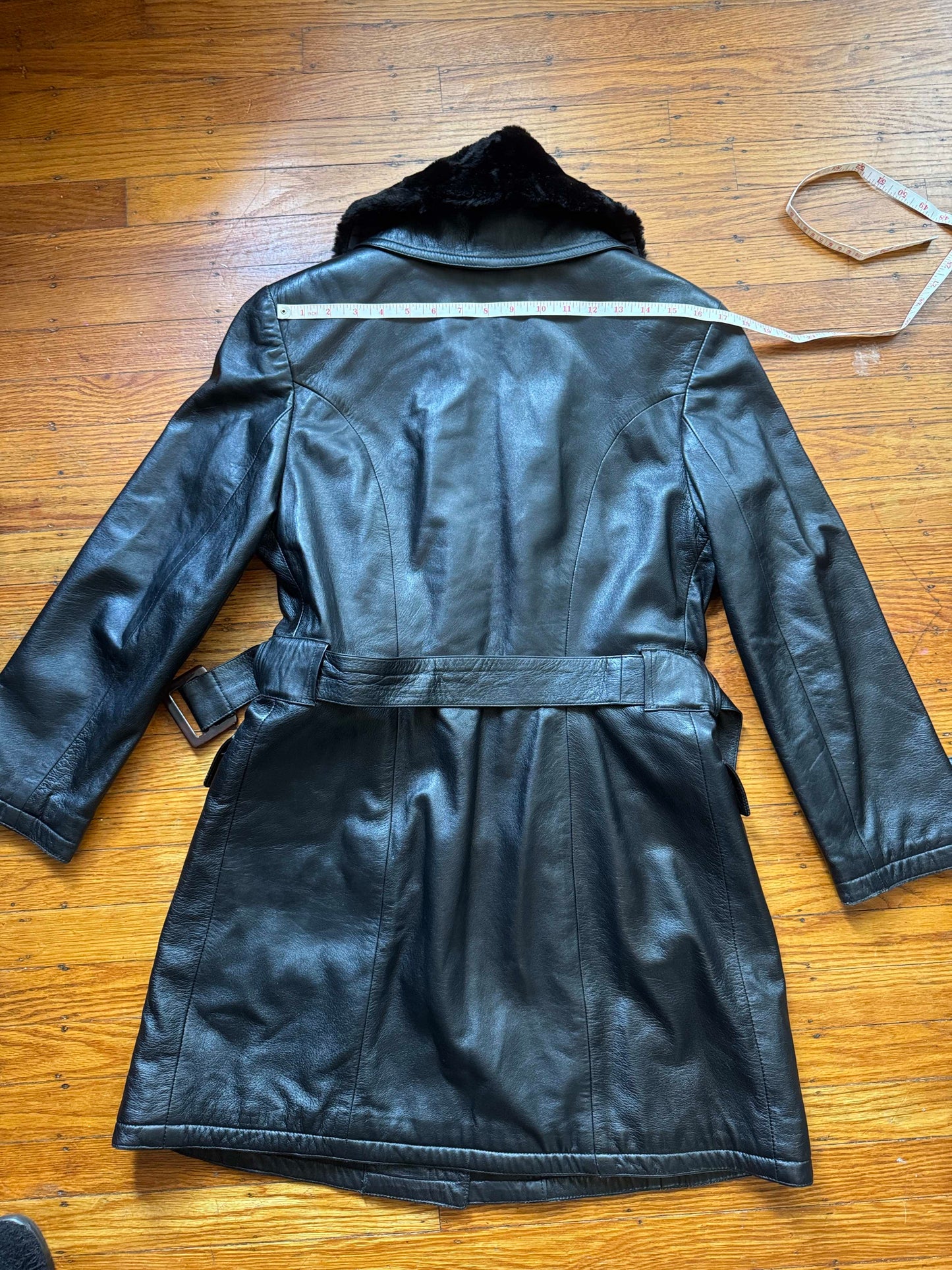 Women's Leather Trench Coat, M-L