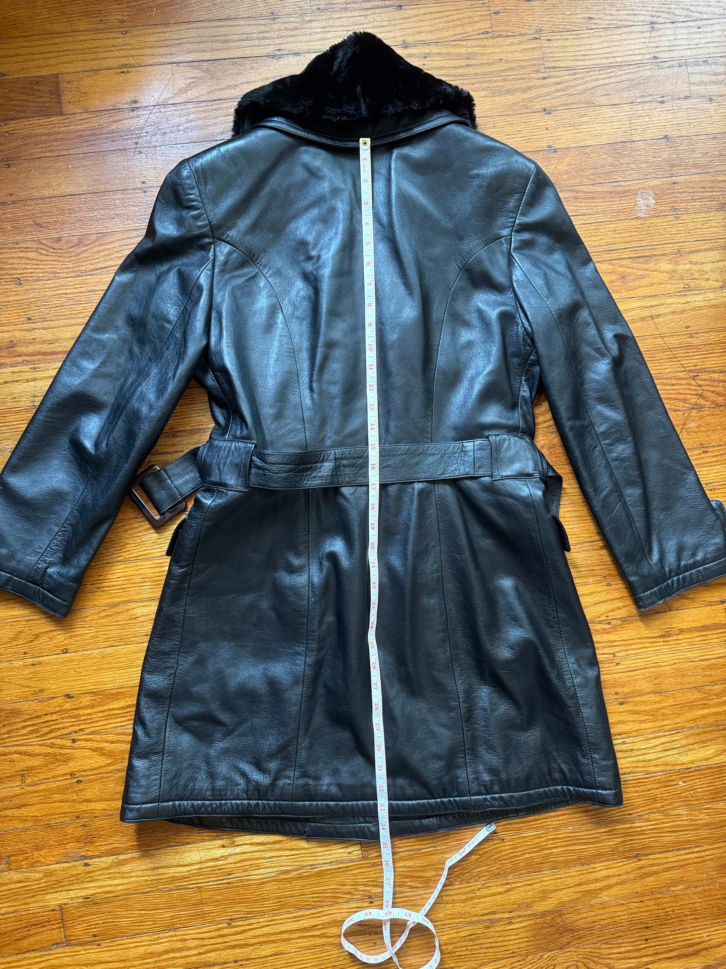 Women's Leather Trench Coat, M-L
