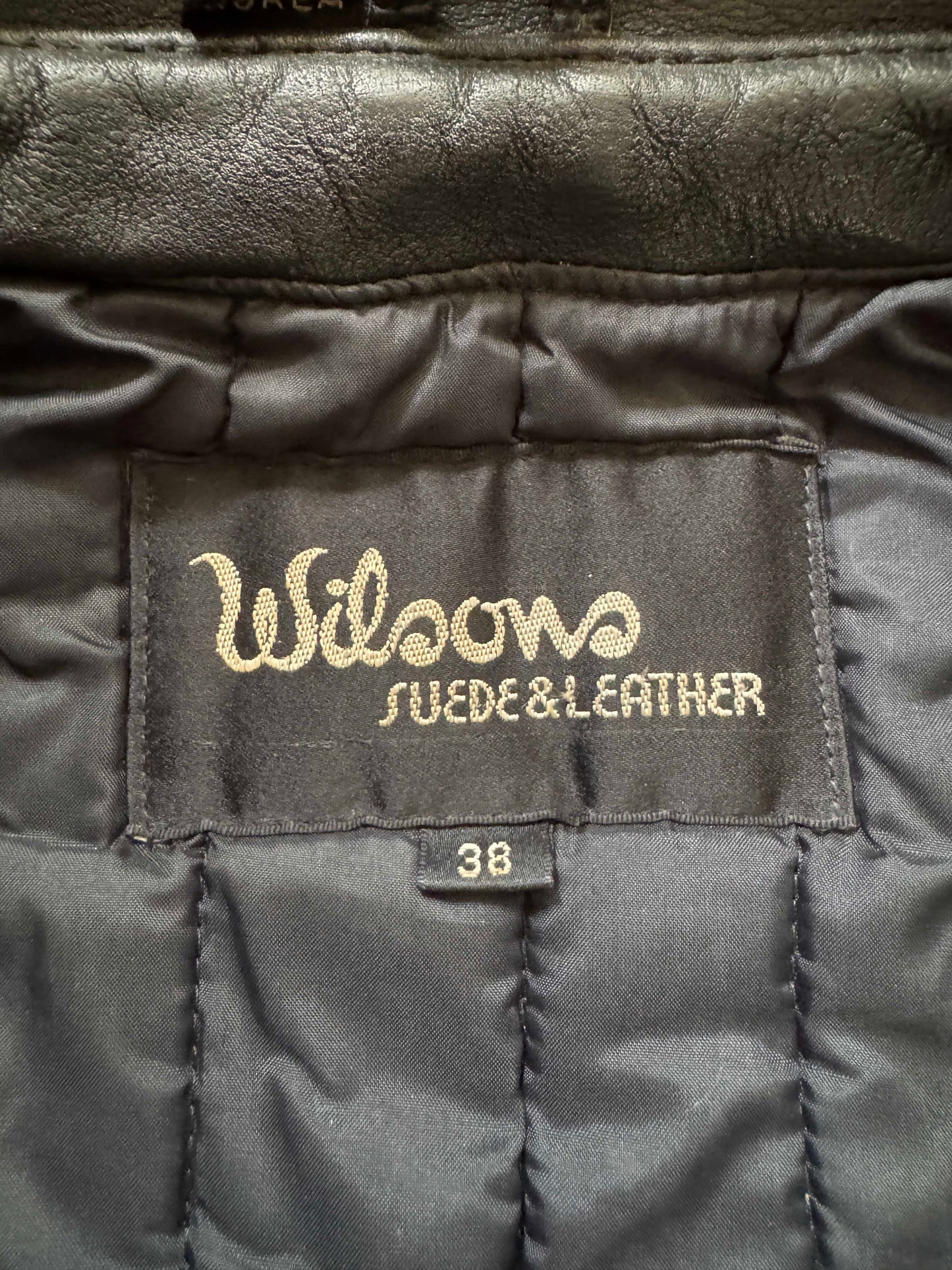 Men's Vintage Black Leather Motorcycle Jacket, 38/ S