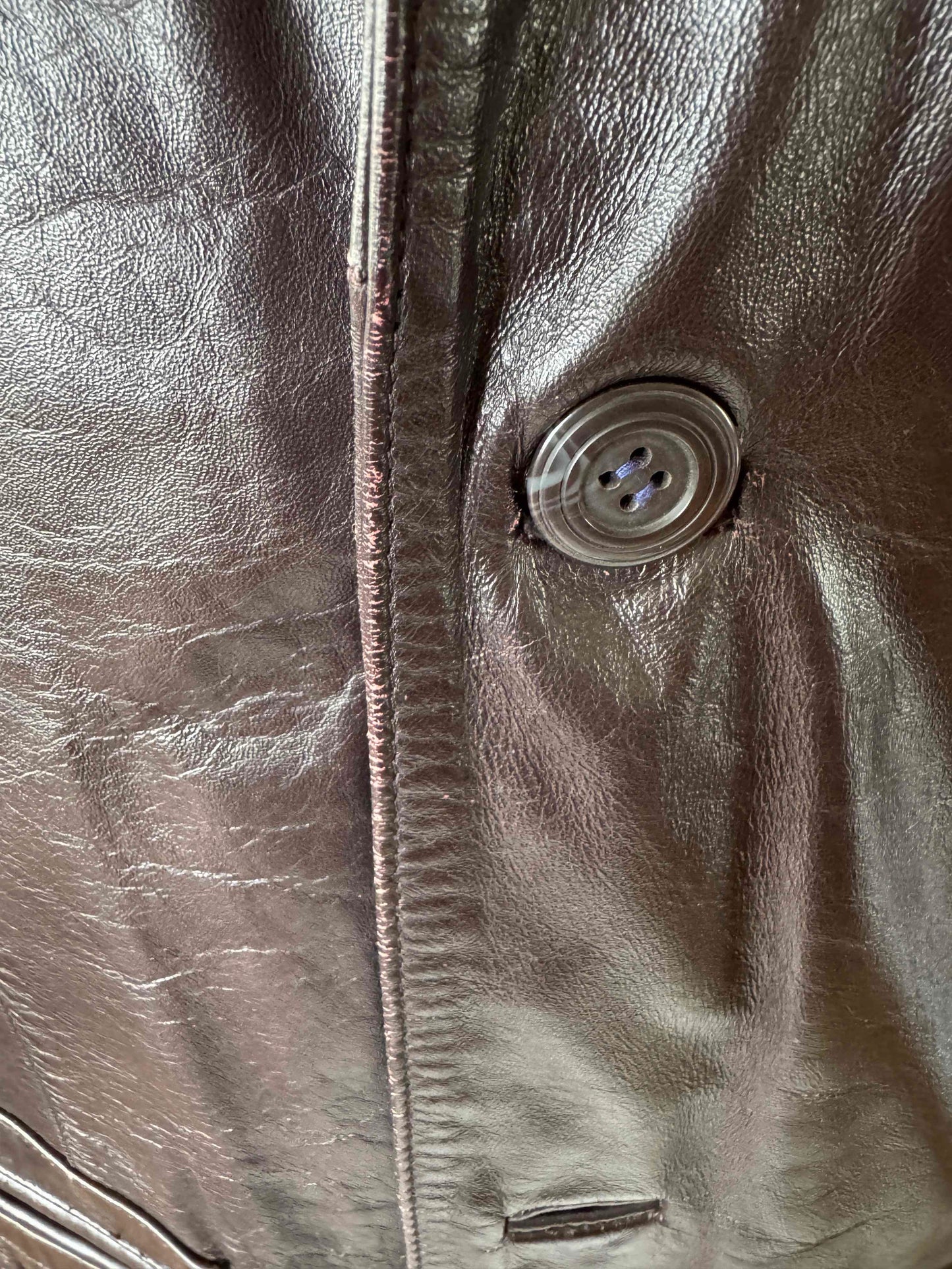 Men's 1970's Dark Brown Vintage Leather Jacket, L 42