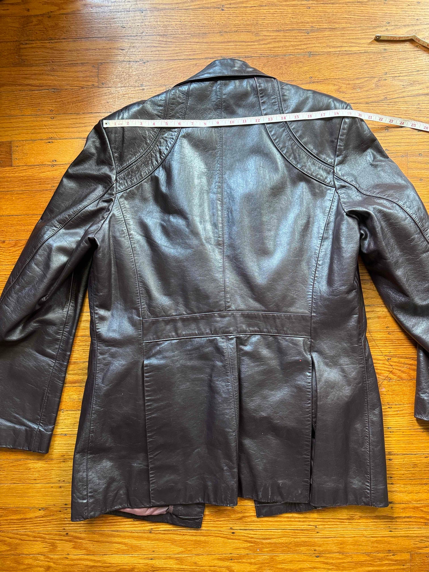 Men's 1970's Dark Brown Vintage Leather Jacket, L 42